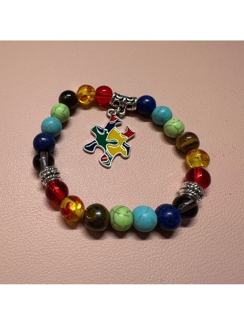 Colorful Puzzle Charm Autism Support Bracelet